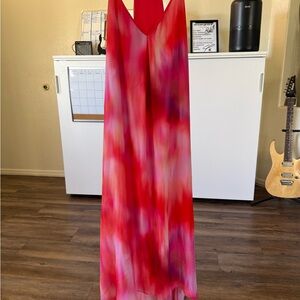 a.n.a Vibrant Red and Pink Backless Dress